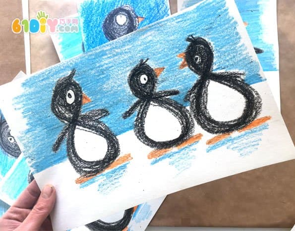 儿童绘画 可爱的小企鹅