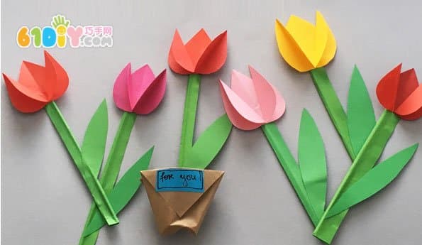 妇女节儿童手工 美丽的郁金香花盆