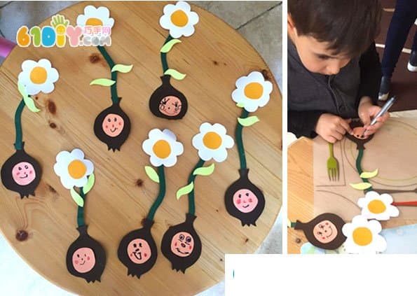 幼儿手工制作球茎花