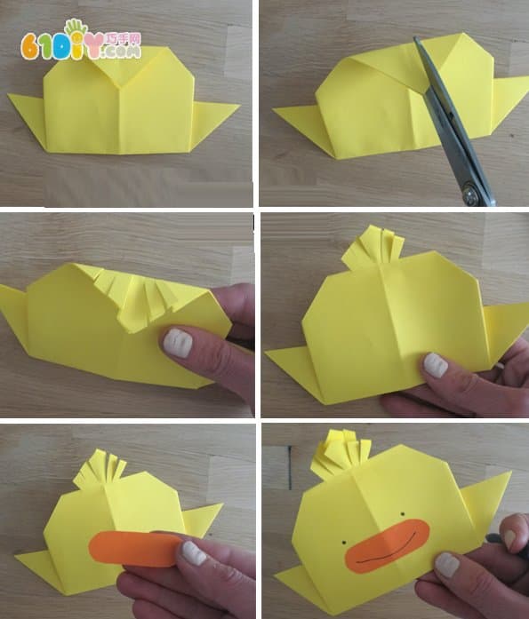 儿童纸艺 萌小鸡折纸贴画