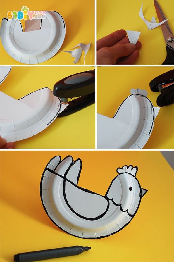 纸盘手工制作母鸡