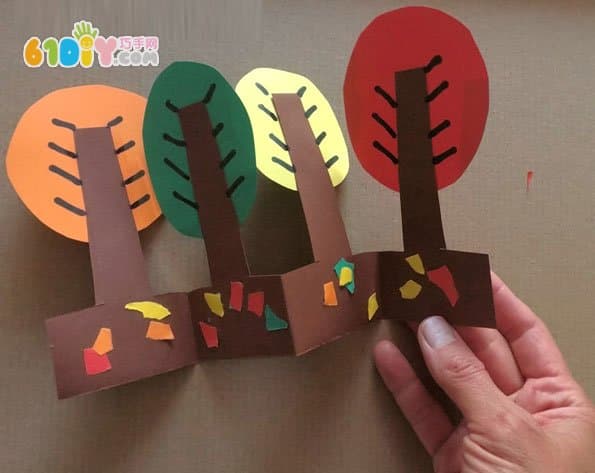 幼儿园纸艺手工 秋天的树林