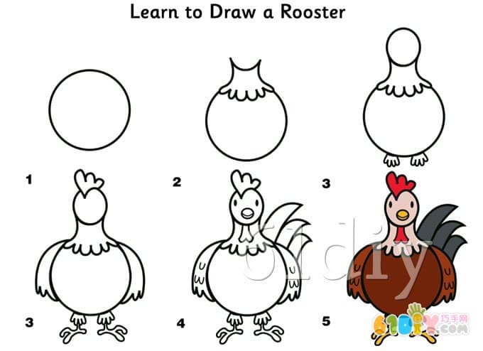 鸡的画法_动物简笔画_巧巧手幼儿手工网