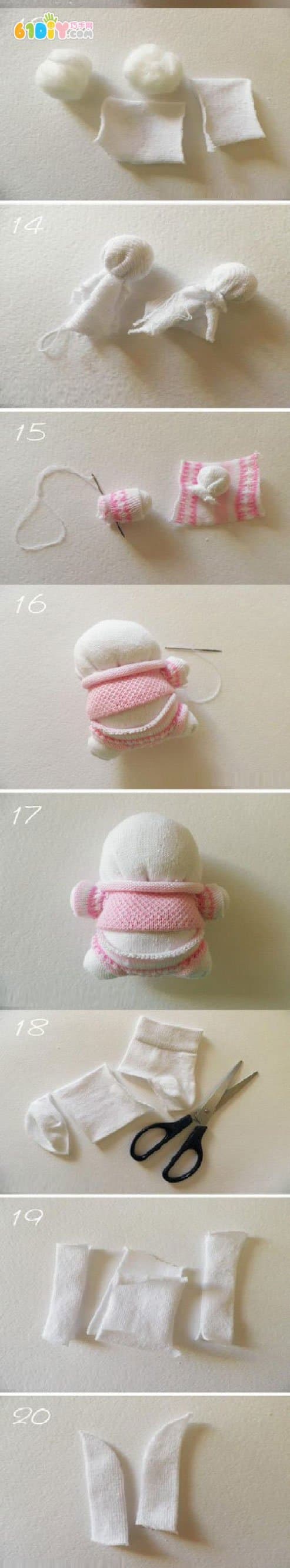 超可爱的袜子小兔子制作图解