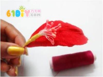 手工花教程 皱纹纸芙蓉花制作