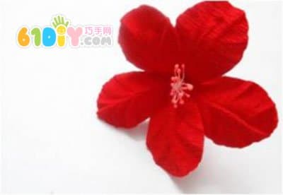 手工花教程 皱纹纸芙蓉花制作