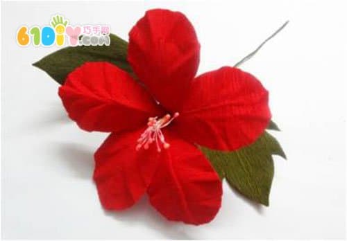 手工花教程 皱纹纸芙蓉花制作