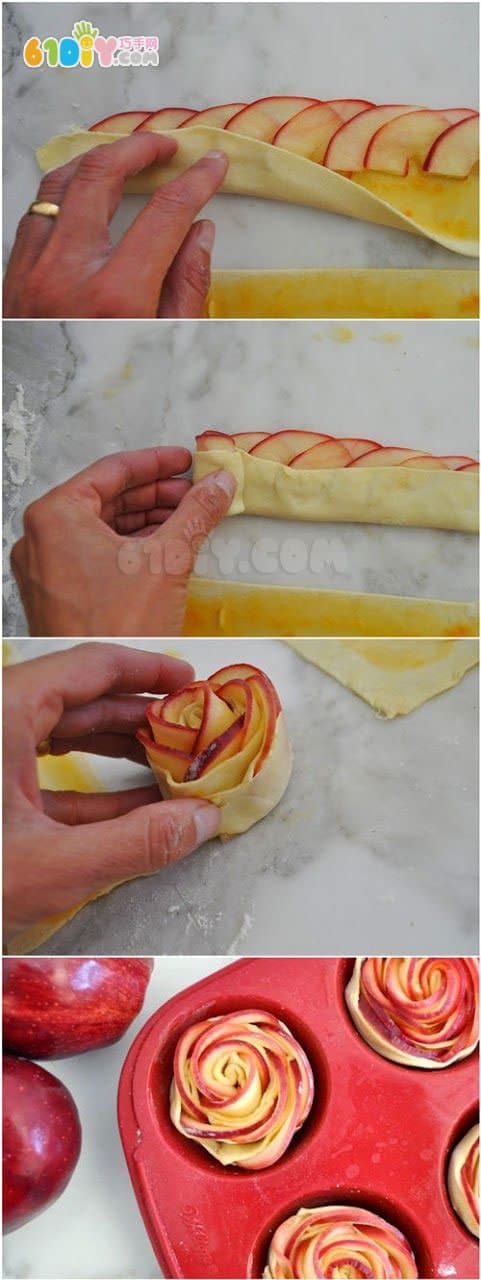 亲子小点心 制作苹果片玫瑰酥
